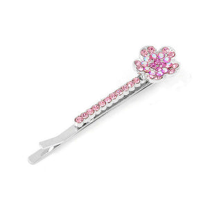 Dazzling Flower Hair Clip with Pink CZ (1pcs)