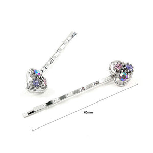 Dazzling Heart Hair Clip with Purple CZ (1 pair)