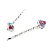 Load image into Gallery viewer, Dazzling Heart Hair Clip with Pink CZ (1 pair)