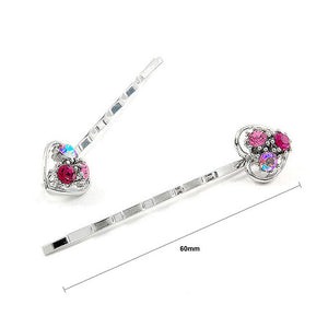 Dazzling Heart Hair Clip with Pink CZ (1 pair)