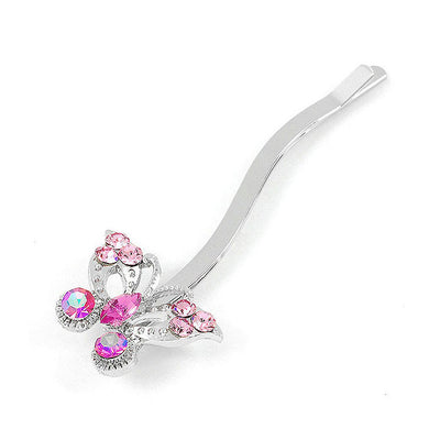 Dazzling Butterfly Hair Clip with Pink CZ and Austrian Element Crystals (1 pc)