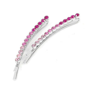 Elegant Hair Clip with Pink Austrian Element Crystals and CZ (1 pair)