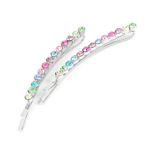 Elegant Hair Clip with Multi-color Austrian Element Crystals and CZ (1 pair)