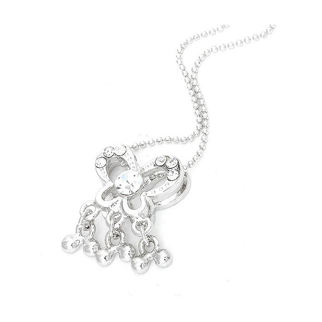 Dazzling Heart Pendant with Silver CZ and Necklace