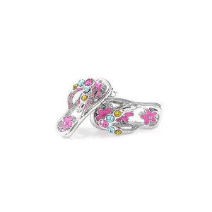 Cutie Pink Shoes Earrings with Multi-color CZ