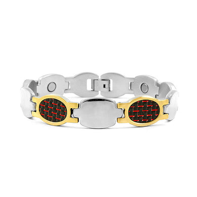 Fashion Plated Stainless Steel Bracelet (with Carbon Fiber and Magnet)