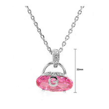 Load image into Gallery viewer, Cutie Handbag Pendant with Pink Crystal Glass and Silver Austrian Element Crystals and Necklace