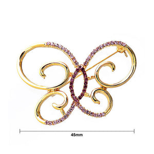 Elegant Butterfly Brooch with Purple Austrian Element Crystals