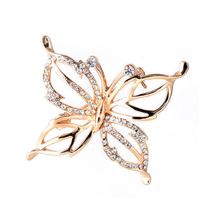 Elegant Butterfly Brooch with Silver Austrian Element Crystals