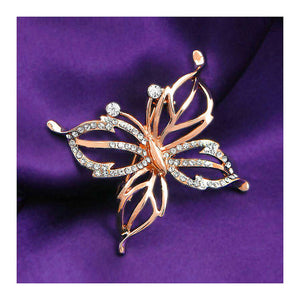 Elegant Butterfly Brooch with Silver Austrian Element Crystals