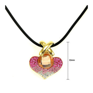 Elegant Orange Crystal Glass Pendant with Pink and Silver Austrian Element Crystals and Necklace