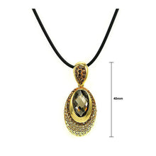 Load image into Gallery viewer, Elegant Black Crystal Glass Pendant with Brown and Yellow Austrian Element Crystals and Necklace