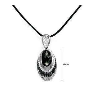 Elegant Black Crystal Glass Necklace with Black and Silver Austrian Element Crystals