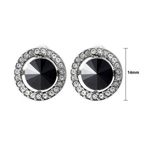 Elegant Earrings with Black Crystal Glass and Silver Austrian Element Crystals