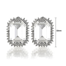 Load image into Gallery viewer, Elegant Earrings with Silver Princess Cut Crystal Glass and Silver Austrian Element Crystals (Non Piercing Earrings)