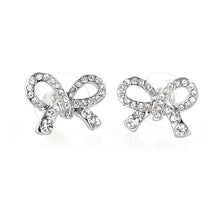 Load image into Gallery viewer, Cutie Ribbon Earring with Silver Austrian Element Crystals