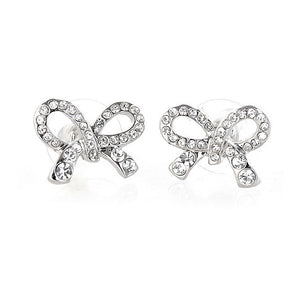 Cutie Ribbon Earring with Silver Austrian Element Crystals