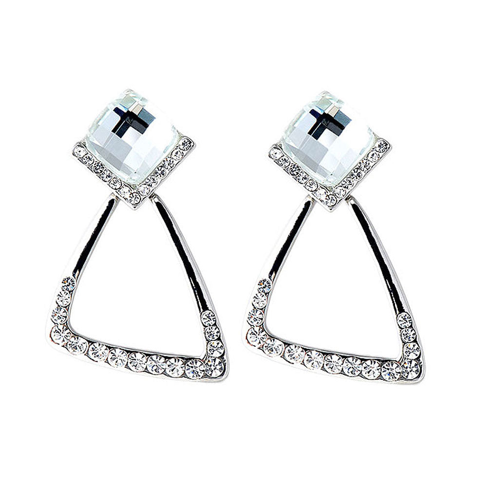 Elegant Earrings with Silver Crystal Glass and Silver Austrian Element Crystals