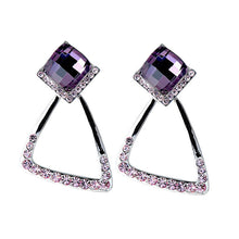 Load image into Gallery viewer, Elegant Earrings with Purple Crystal Glass and Purple Austrian Element Crystals