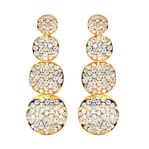 Elegant Golden Earrings with Silver Austrian Element Crystals