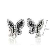 Load image into Gallery viewer, Elegant Butterfly Earring with Black and Silver Austrian Element Crystals (Non Piercing Earrings)