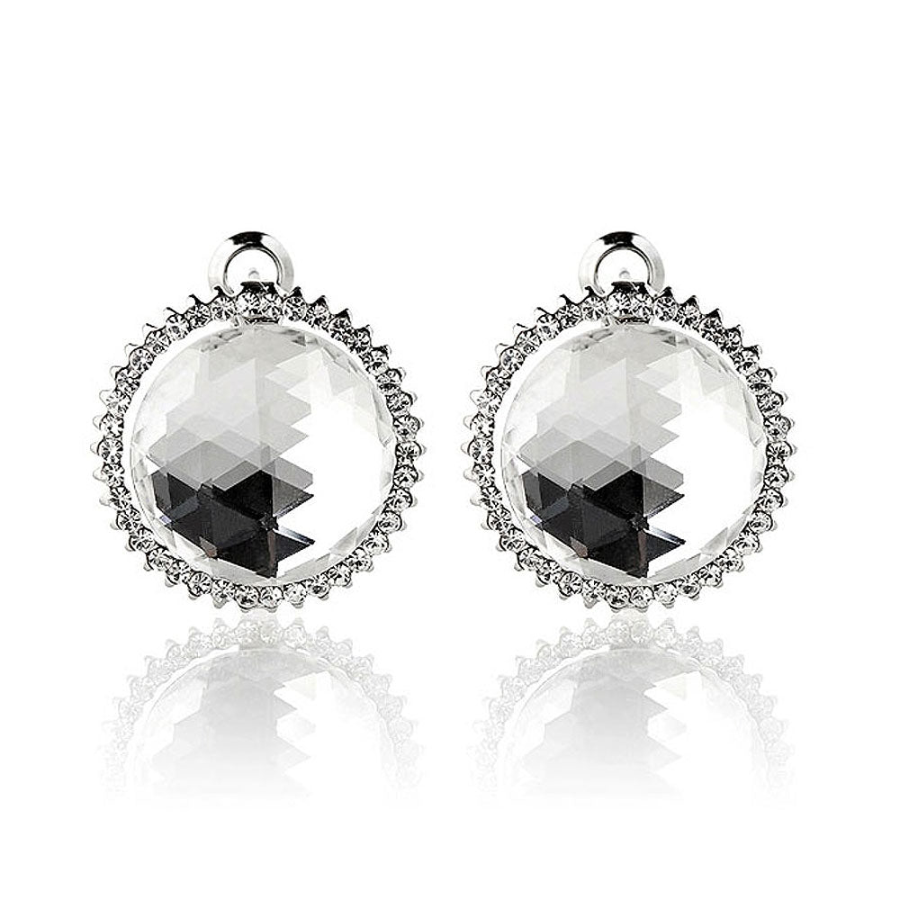 Elegant Earrings with Silver Crystal Glass and Silver Austrian Element Crystal