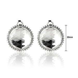 Elegant Earrings with Silver Crystal Glass and Silver Austrian Element Crystal