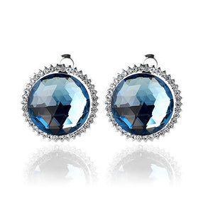 Elegant Earrings with Blue Crystal Glass and Silver Austrian Element Crystal