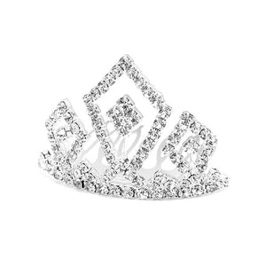 Glistering Crown Hair Pin with Silver Austrian Element Crystals