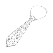 Load image into Gallery viewer, Glistening Flowery Tie-like Necklace with Silver Austrian Element Crystals