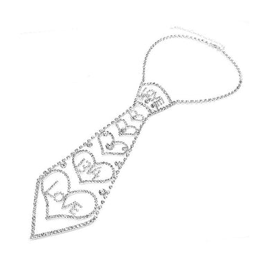Glistening Love and Hearts Tie-like Necklace with Silver Austrian Element Crystals