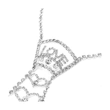 Load image into Gallery viewer, Glistening Love and Hearts Tie-like Necklace with Silver Austrian Element Crystals