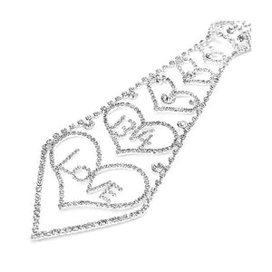 Glistening Love and Hearts Tie-like Necklace with Silver Austrian Element Crystals