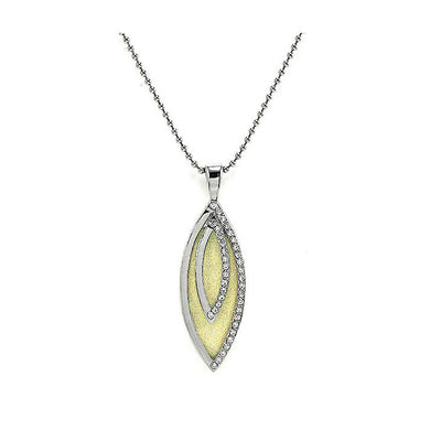 Glistering Olivary Pendant with Silver Austrian Element Crystals and Necklace