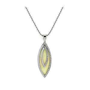 Glistering Olivary Pendant with Silver Austrian Element Crystals and Necklace