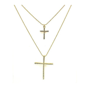 Elegant Cross Necklace with Silver Austrian Element Crystals