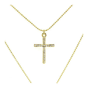 Elegant Cross Necklace with Silver Austrian Element Crystals