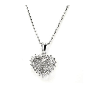 Glistering Joyful Heart Pendant with Silver Austrian Element Crystals and Necklace