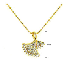 Load image into Gallery viewer, Glistering Golden Leaves Pendant with Silver Austrian Element Crystals and Necklace