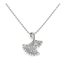 Load image into Gallery viewer, Glistering Silvery Leaves Pendant with Silver Austrian Element Crystals and Necklace