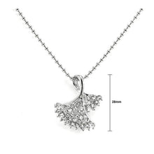 Load image into Gallery viewer, Glistering Silvery Leaves Pendant with Silver Austrian Element Crystals and Necklace