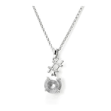 Glistering Circular Pendant with Silver Austrian Element Crystals and CZ and Necklace