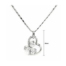 Load image into Gallery viewer, Glistering Joyful Heart &amp; Flower Pendant with Silver Austrian Element Crystals and CZ and Necklace