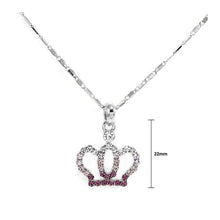 Load image into Gallery viewer, Glistering Crown Pendant with Purple and Silver Austrian Element Crystals and Necklace