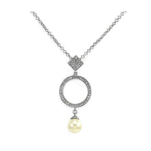 Load image into Gallery viewer, Elegant Pendant with Silver Austrian Element Crystals and White Fashion Pearl and Necklace