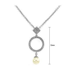 Elegant Pendant with Silver Austrian Element Crystals and White Fashion Pearl and Necklace