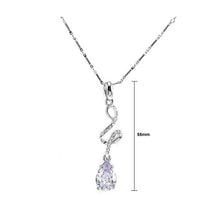 Load image into Gallery viewer, Glistering Water Drop Pendant with Silver Austrian Element Crystals and Purple CZ and Necklace
