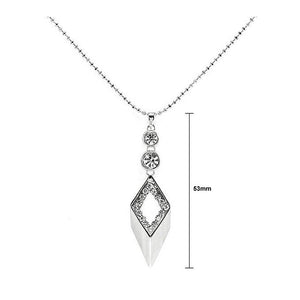Glistering Diamond-shape Pendant with Silver Austrian Element Crystals and CZ and Necklace