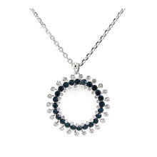 Load image into Gallery viewer, Twinkling Wheel Pendant with Silver and Blue Austrian Element Crystals and Necklace