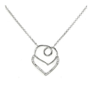 Elegant Silver Sweet Hearts Necklace with Silver Austrian Element Crystals